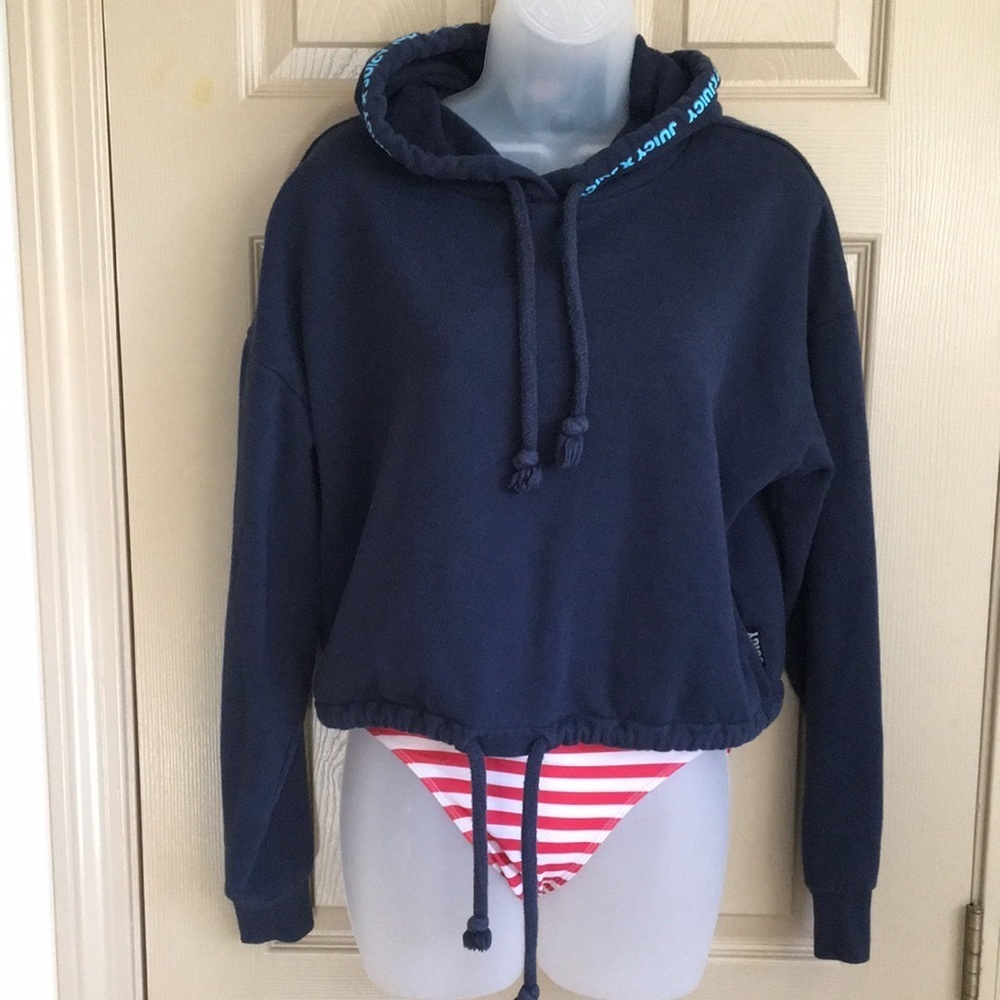 Juicy Couture X Blue Cropped Hoodie Medium EUC